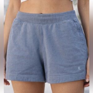 HELMUT LANG Women’s Blue cotton Drawstring HL logo Shorts pockets Medium